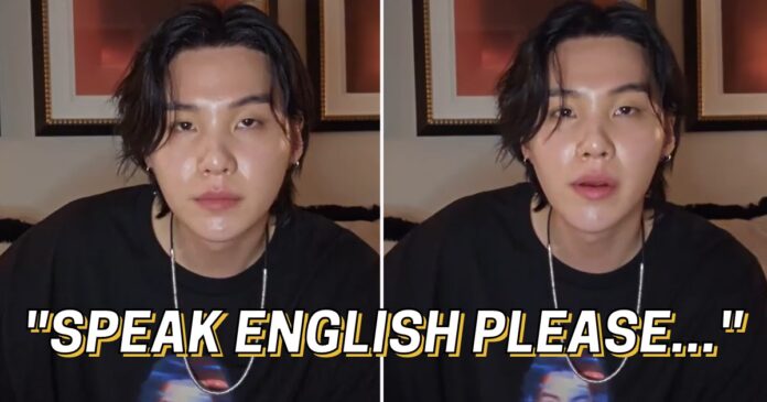BTS's Suga Responds To Fan Asking Him To Speak English During Weverse Live